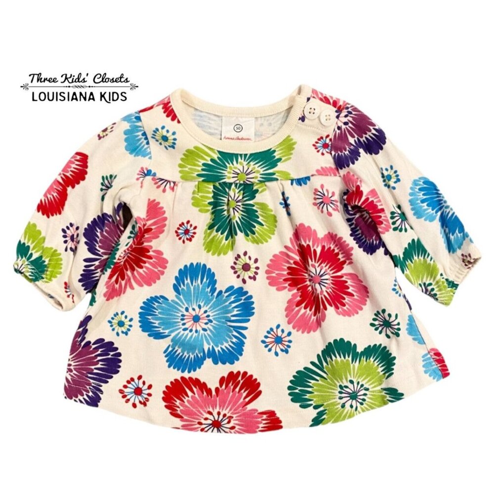 Hanna Andersson Sz 50 (0-3m) Colorful Tropical Floral Dress